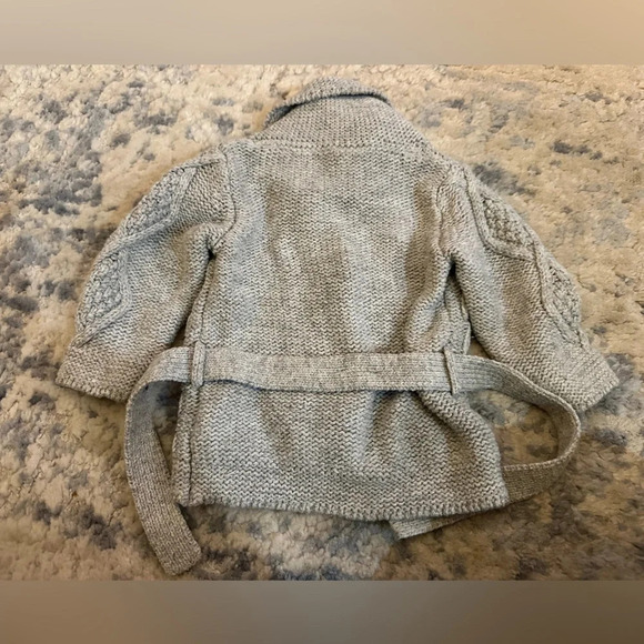 H&M Baby Cable Knit Gray Belted Cardigan Sweater Size 4–6 Months - Picture 6 of 6